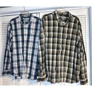 Lot of 2 Carhartt Shirt Men's XL Plaid Long Sleeve Relaxed Fit Fall 2017